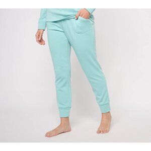 AnyBody Lounge Faux Fur Fleece Jogger Seafoam Womens XXS Poly Blend Sleepwear